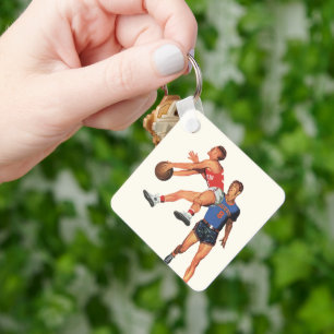 Antike Sportart, Basketballspieler in einem Spiel Schlüsselanhänger