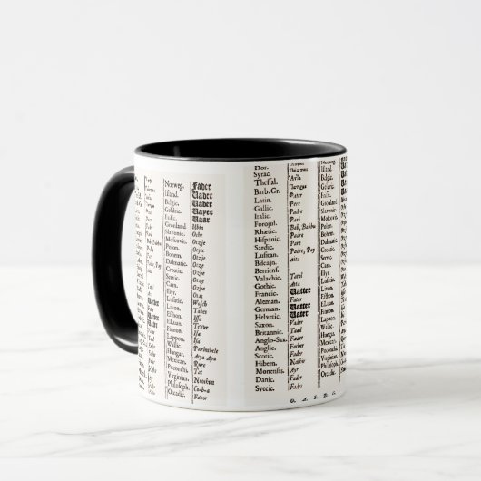 Antike Sprachen Tasse (Vorderseite Links)