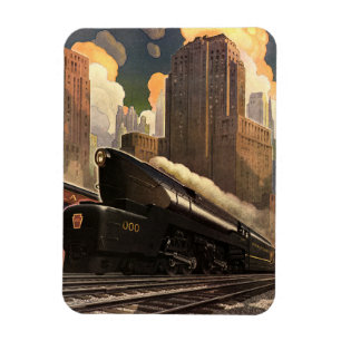 Antike Stadt, T1 Duplex-Zug auf Eisenbahnschienen Magnet