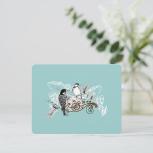 Antike staubblaue Liebesvogel-Hochzeitsantwortkart RSVP Karte