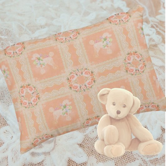 Antike staubige Pfirsich-Pudel-Patchwork Dekokissen