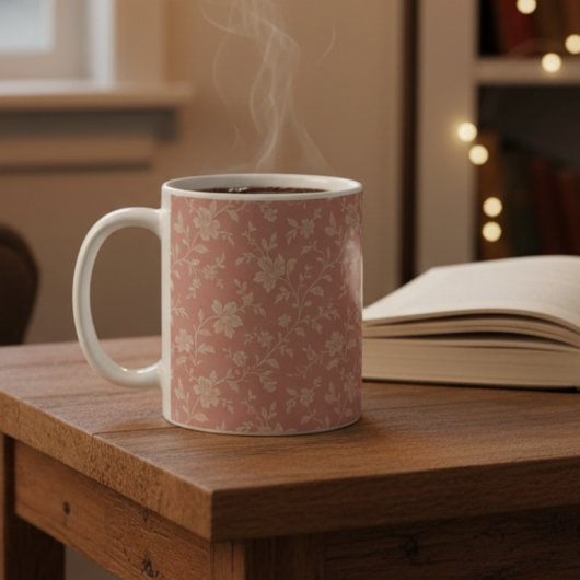 Antike Staubrose Pink Blumen Elegant Romantisch Kaffeetasse