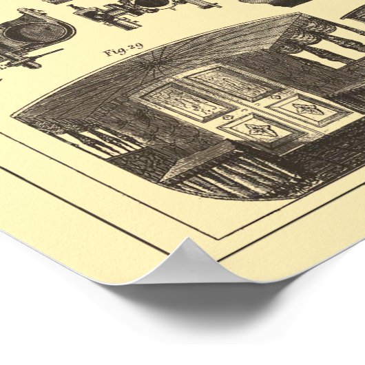 Antike Steampunker Lokomotive - Eisenbahn Kunst Poster (Ecke)