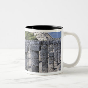 Antike Steinsäulen in Chichen Itza. Zentral Zweifarbige Tasse