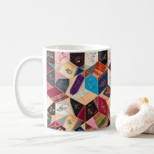 Antike Steppdecken-Muster-Tasse Kaffeetasse (Mit Donut)