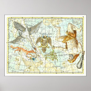 Antike Sternkarte Sternbild Herkules Poster