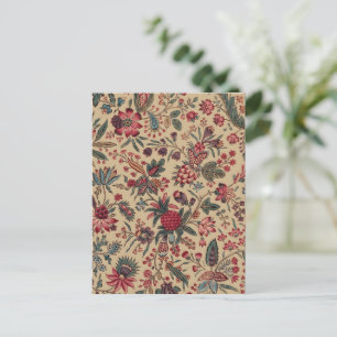 Antike Stickerei Blumenmuster Möbelstoff Postkarte
