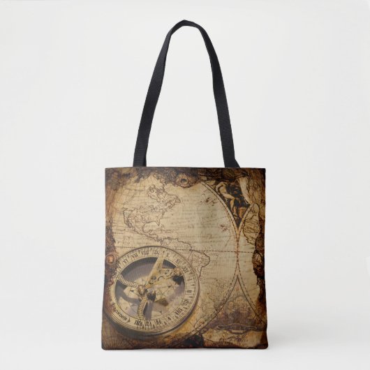 Antike Stilkarte mit großem Kompass Tasche (Vorderseite)