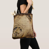 Antike Stilkarte mit großem Kompass Tasche (Von Nahem)