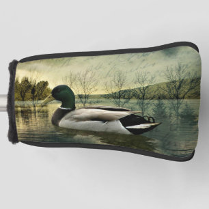 Antike Stockente verwitterte Postkarte Golf Headcover