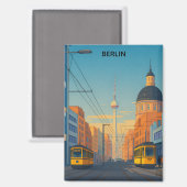 Antike Straßenansicht der Berliner Straßenbahn Magnet (Vorderseite/Rückseite)