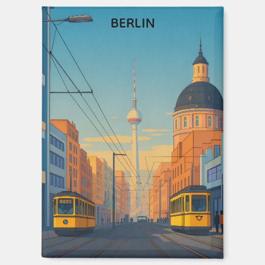 Antike Straßenansicht der Berliner Straßenbahn Magnet (Vorderseite)