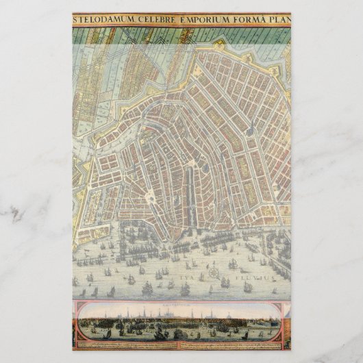 Antike Straßenkarte Amsterdam, Niederlande Briefpapier (Vorderseite)