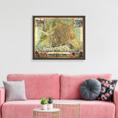 Antike Straßenkarte Amsterdam, Niederlande Leinwanddruck (Insitu (Wohnzimmer))