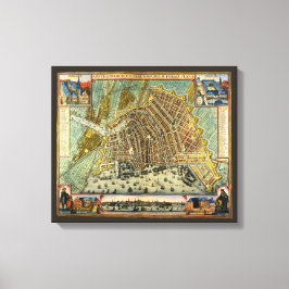 Antike Straßenkarte Amsterdam, Niederlande Leinwanddruck