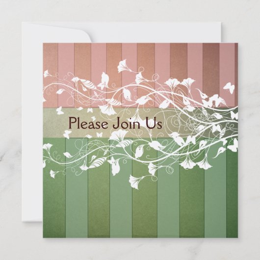 Antike Streifen Rosa Grüne Party Einladung (Rückseite)