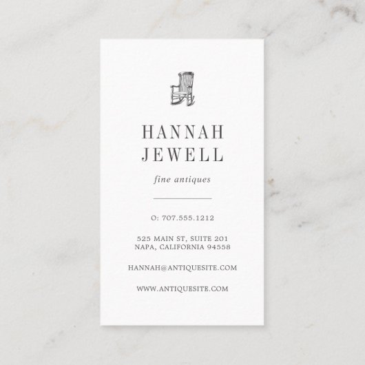 Antike Stube | Vintage Möbel Visitenkarte (Rückseite)