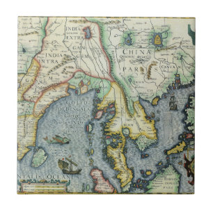Antike Südostasienkarte von Mercator / Hondius Fliese