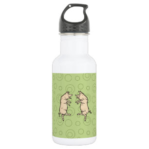 Antike tanzende Schweine: Whimsical Vintage Piggy  Edelstahlflasche