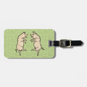 Antike tanzende Schweine: Whimsical Vintage Piggy Gepäckanhänger
