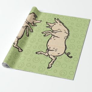 Antike tanzende Schweine: Whimsical Vintage Piggy Geschenkpapier