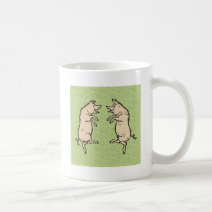 Antike tanzende Schweine: Whimsical Vintage Piggy Kaffeetasse