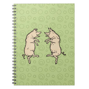 Antike tanzende Schweine: Whimsical Vintage Piggy Notizblock
