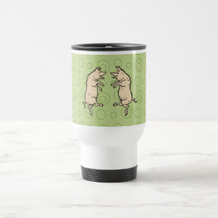 Antike tanzende Schweine: Whimsical Vintage Piggy Reisebecher