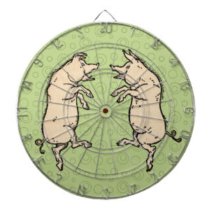 Antike tanzende Schweine: Whimsical Vintage Schwei Dartscheibe