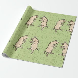 Antike Tanzschweine: Whimsical Vintag Piggy Jig Geschenkpapier