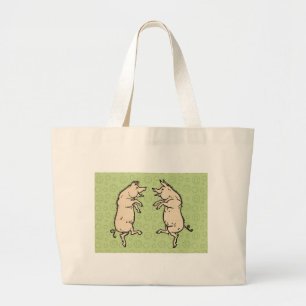 Antike Tanzschweine: Whimsical Vintag Piggy Jig Jumbo Stoffbeutel