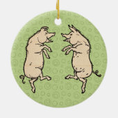 Antike Tanzschweine: Whimsical Vintag Piggy Jig Keramikornament (Hinten)