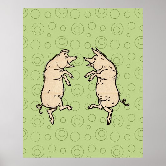 Antike Tanzschweine: Whimsical Vintag Piggy Jig Poster (Vorne)