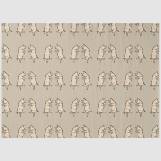 Antike Tanzschweine: Whimsical Vintag Piggy Jig Seidenpapier (Vorderseite)