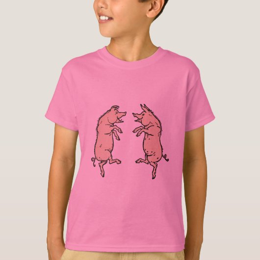 Antike Tanzschweine: Whimsical Vintag Piggy Jig T-Shirt (Vorderseite)