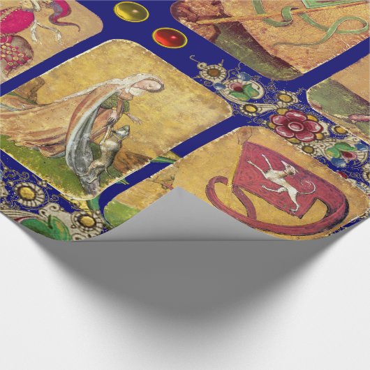 Antike Tarots, deutsche Hofkarten, Flaggen in blau Geschenkpapier (Ecke)