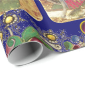 Antike Tarots, deutsche Hofkarten, Flaggen in blau Geschenkpapier (Rolleneckpunkt)