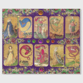 Antike Tarots,Deutsche Hofkarten,Lila Flaggen Geschenkpapier (Flach)