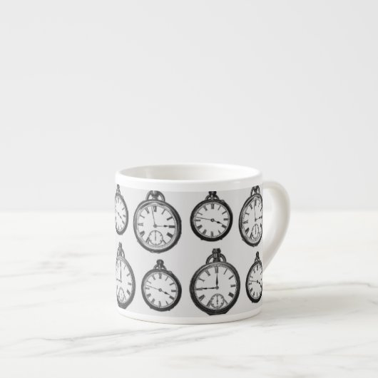 Antike Taschenuhr-Muster Espressotasse (Vorderseite Rechts)
