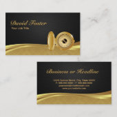 Antike Taschenuhr Schwarz Gold Elegant Damast Visitenkarte (Vorne/Hinten)