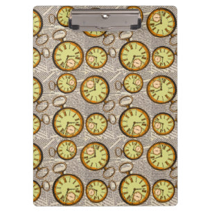 Antike Taschenuhr Steampunk im altmodischen Zeitun Klemmbrett