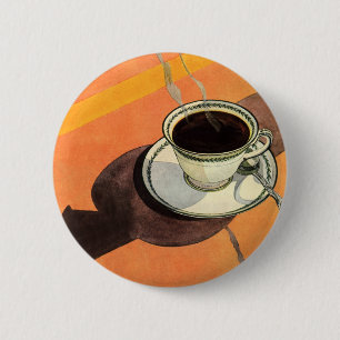 Antike Tasse Kaffee, Untertasse, Löffel, Retro-Gas Button