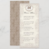 Antike Taupe-Spitze - Speisekarte oder Hochzeitsei Menükarte (Vorne/Hinten)