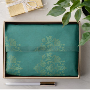 Antike Teal Gold Damast Geschenk Decoupage Kunstha Seidenpapier