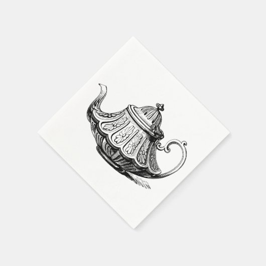 Antike Teapot-Illustration Serviette (Ecke)