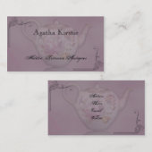 Antike Tee-Zeit auf malvenfarbener Visitenkarte (Vorne/Hinten)