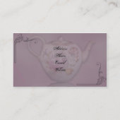 Antike Tee-Zeit auf malvenfarbener Visitenkarte (Rückseite)