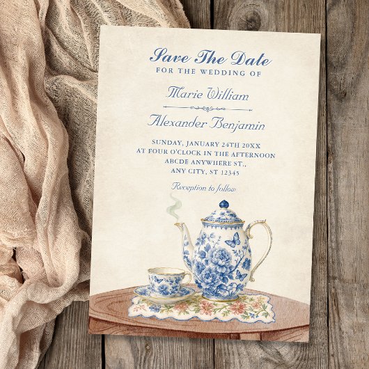 Antike Teekanne Hochzeit Save The Date