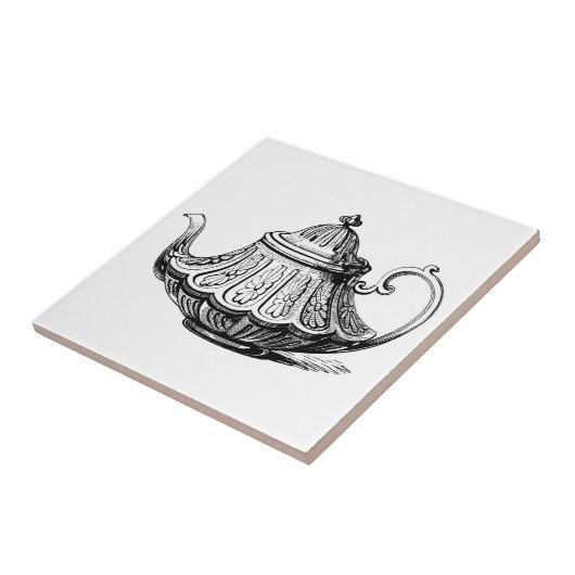 Antike Teekanne-Illustration Fliese (Seite)