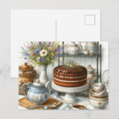 Antike Teekanne und Kuchen Teezeit Postkarte (Vorne/Hinten)